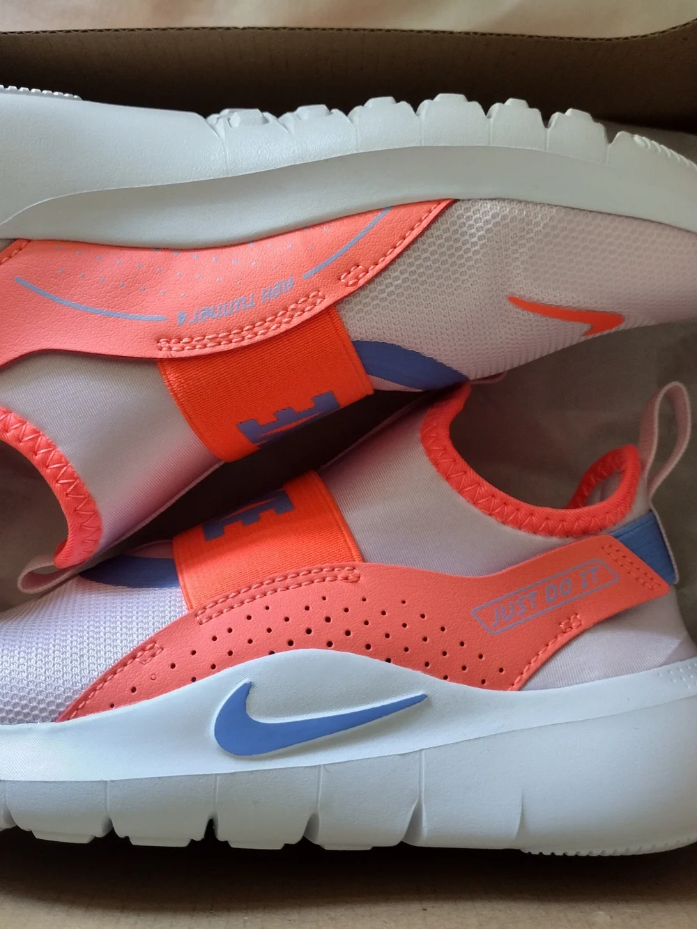 Nike Kids Slip-On Sneakers in White, Coral, Lavender